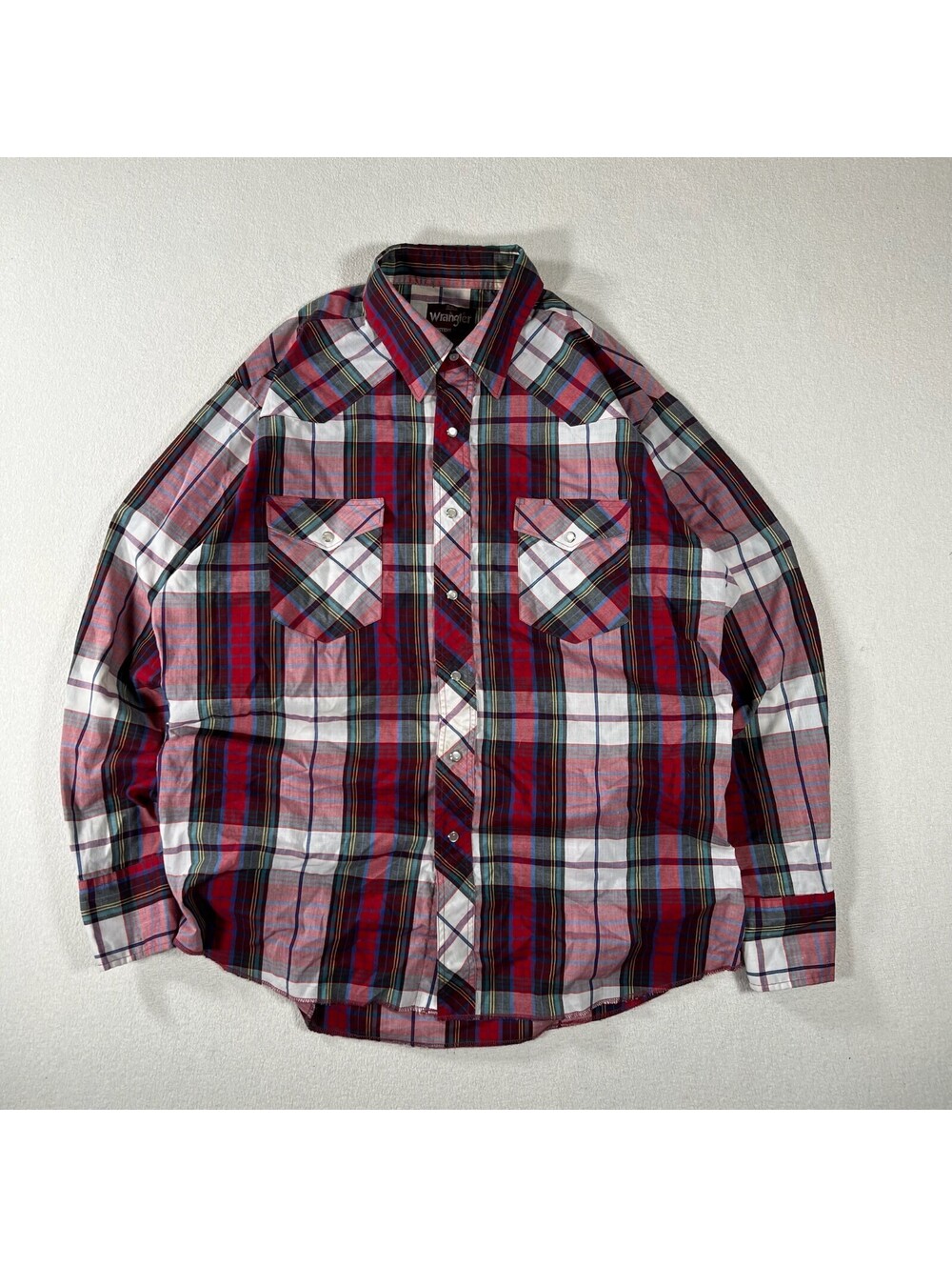 Vintage Wrangler Western Shirt Pearl Snap Plaid Flannel